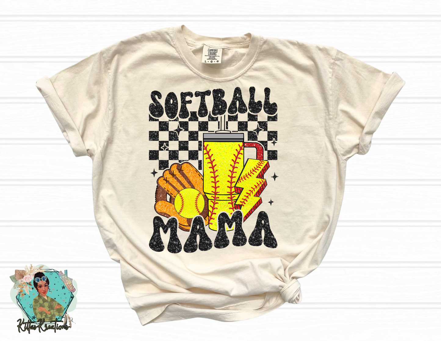 Checkered Softball Mama